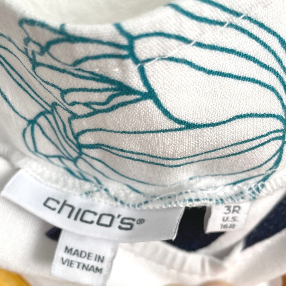 Chico's Tropic Garden Floral Stretch Linen Wide Leg Pull On Pants Size 3R 16R - Picture 7 of 16
